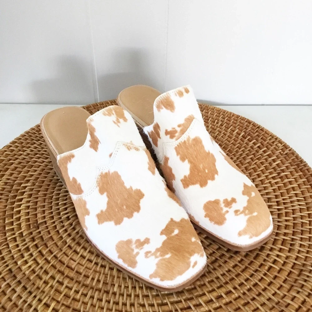 Crown Vintage Galiena Mule Slide Ons Size 7 M Cow Hair - Picture 1 of 4